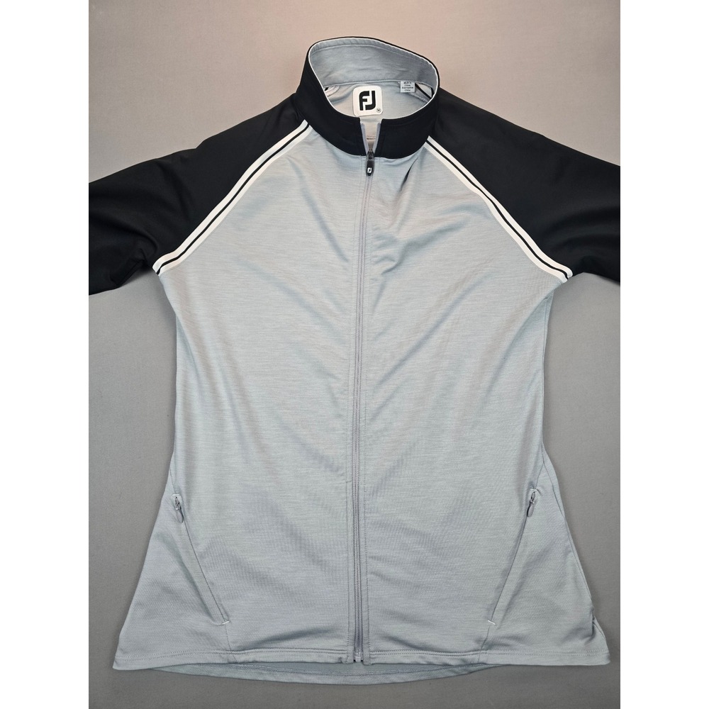 FootJoy Womens Colourblock Grey Black Full Zip Golf Jacket Zip Pockets - M